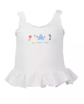 Футболка Mar для девочки с рюшами и рисунком спереди Red Point, белый