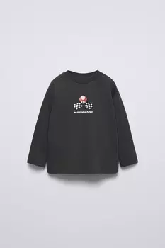 Футболка mario kart nintendo ZARA, антрацитово-серый