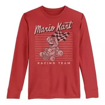 Футболка Mario Outline с длинными рукавами и рисунком Mario Outline для мальчиков 8–20 лет Mario Kart Racing Team Licensed Character