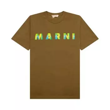 Футболка Marni Ghingam Jersey T-Shirt, коричневый