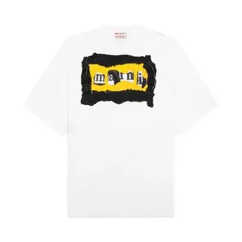 Футболка Marni Logo Printed Crewneck T-Shirt 'Lily White', белый