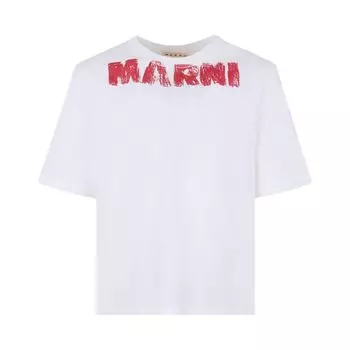 Футболка Marni Monolith Jersey T-Shirt 'Lily White', белый