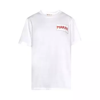 Футболка Marni Patch T-Shirt 'Lily White', белый