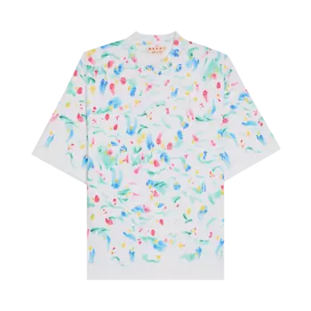 Футболка Marni Relaxed Fit Splash 'Lily White', белый