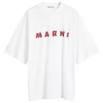 Футболка Marni Wrinkled Logo T-Shirt, цвет Lily White