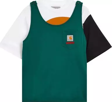 Футболка Marni x Carhartt WIP Colour Block T-Shirt 'Stone Green', зеленый