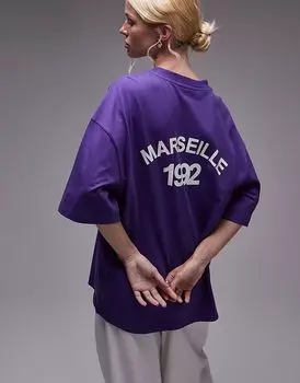 Футболка Marseille с принтом Topshop большого размера фиолетового цвета