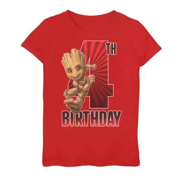 Футболка Marvel Baby Groot на 4-й день рождения для девочек 7–16 лет Licensed Character