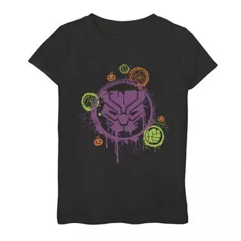 Футболка Marvel Black Panther с брызгами краски для девочек 7–16 лет на Хэллоуин Marvel