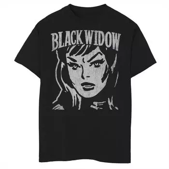 Футболка Marvel Black Widow с портретом в стиле ретро для мальчиков 8–20 лет Marvel