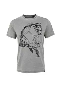 Футболка Marvel Captain America с принтом Капитана Америки Re:Covered, серый