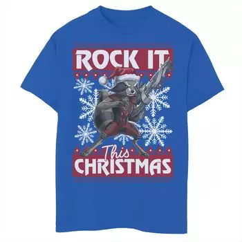 Футболка Marvel Guardians Of The Galaxy Rocket Rock It This Christmas для мальчиков 8–20 лет Licensed Character
