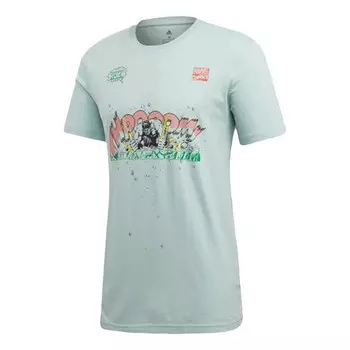 Футболка marvel hulk мультяшный принт круглый вырез короткий рукав Adidas, зеленый