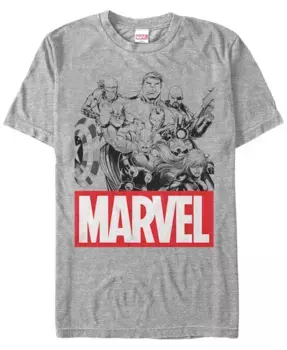 Футболка Marvel Men's Comic Collection Line Art Group Shot с коротким рукавом Fifth Sun, серый