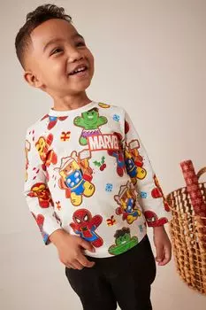 Футболка Marvel с длинными рукавами и рождественским мотивом Next, белый