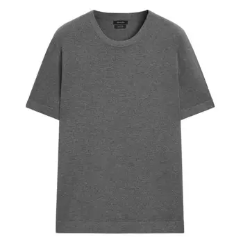 Футболка Massimo Dutti 100% cotton knit short sleeve, средне-серый