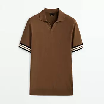 Футболка Massimo Dutti Contrast Short Sleeve Polo, винный красный