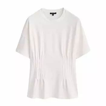 Футболка Massimo Dutti Cotton Gathered Waist, кремовый