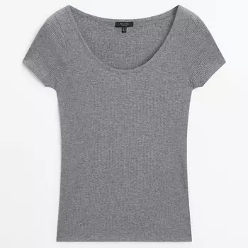 Футболка Massimo Dutti Fitted Ribbed, серый