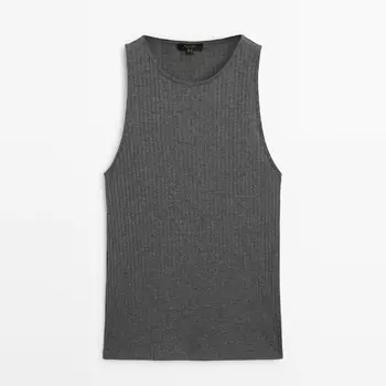 Футболка Massimo Dutti Ribbed Lyocell Blend, серый