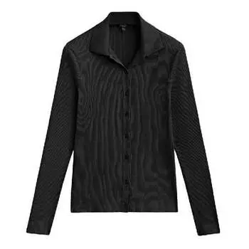 Футболка Massimo Dutti Ribbed Polo Collar, черный