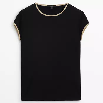 Футболка Massimo Dutti Short Sleeve Contrast, черный