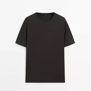 Футболка Massimo Dutti Short Sleeve Cotton Blend, темно-серый