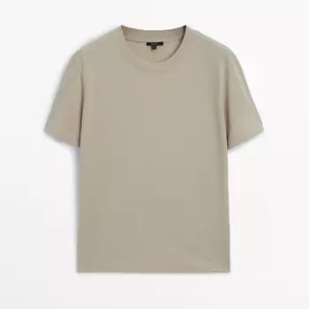 Футболка Massimo Dutti Short Sleeve Cotton, серо-бежевый