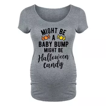 Футболка Maternity Might Be Halloween Candy Halloween с рисунком Licensed Character, серый