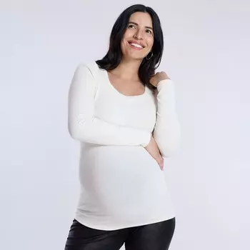 Футболка Maternity Motherhood с квадратным вырезом и длинными рукавами, цвет Winter White