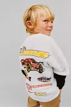 Футболка mattel hot wheels ZARA, устрично-белый