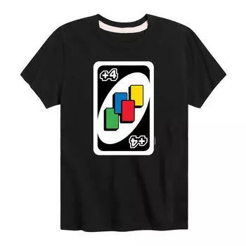 Футболка Mattel UNO Draw Four с рисунком для мальчиков 8–20 лет Licensed Character, черный