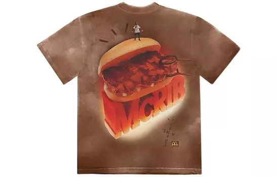 Футболка Mcdonald"s X унисекс коричневая Travis Scott, коричневый