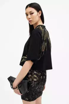 Футболка MEL из хлопка AllSaints, черный