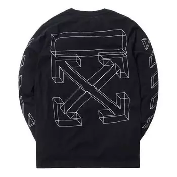 Футболка men's 3d printing hollow out arrow long sleeves black t-shirt Off-White, черный
