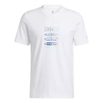 Футболка Men's adidas Rose Tee Back Logo Printing Round Neck Pullover Short Sleeve White T-Shirt, белый