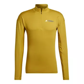 Футболка Men's adidas Sleeve Side Alphabet Printing Half Zipper Long Sleeves Yellow T-Shirt, желтый