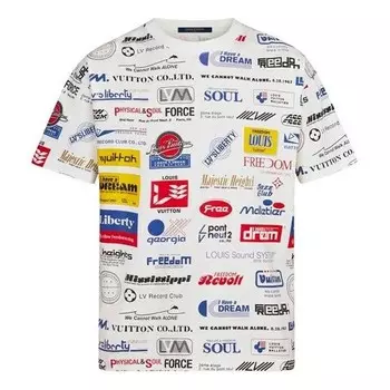 Футболка men's alphabet logo printing casual short sleeve white Louis Vuitton, белый