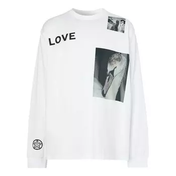 Футболка men's alphabet printing cotton long sleeves white Burberry, белый