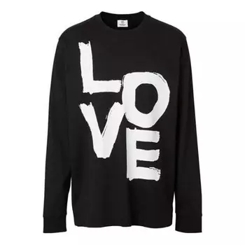 Футболка men's alphabet printing pattern long sleeves black Burberry, черный