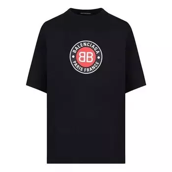 Футболка men's blogo printing short sleeve black Balenciaga, черный
