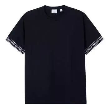 Футболка Men's Burberry Cuff Logo Label Printing Short Sleeve Black, черный
