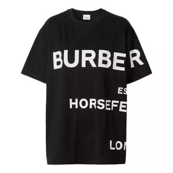Футболка Men's Burberry SS21 Horseferry Logo Printing Loose Round Neck Short Sleeve Black, черный