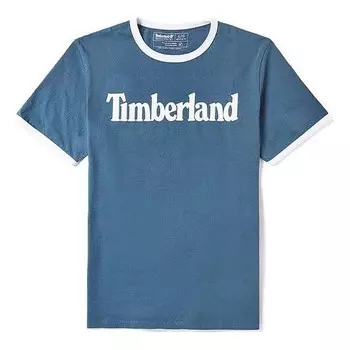 Футболка men's casual round neck printing short sleeve blue Timberland, синий