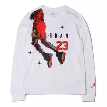 Футболка men's casual sports round neck alphabet printing long sleeves white t-shirt Air Jordan, белый