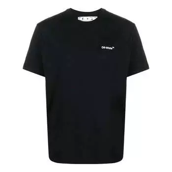 Футболка men's chain arrow logo printing short sleeve casual version black t-shirt Off-White, черный