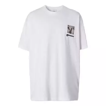 Футболка men's chest printing cotton short sleeve white Burberry, белый