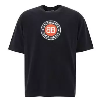 Футболка men's circular bb alphabet logo short sleeve black Balenciaga, черный