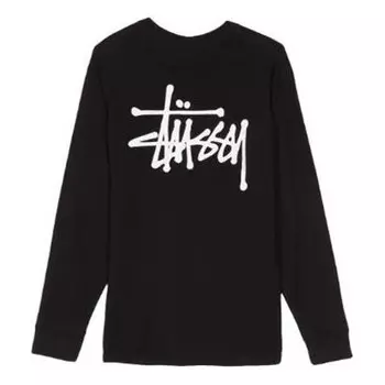 Футболка men's classic basic printing long sleeves black Stussy, черный