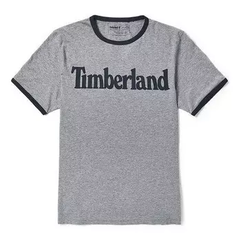 Футболка men's colorblock collar logo printing short sleeve gray Timberland, серый